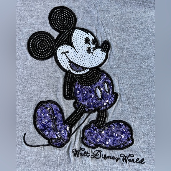 Purple sequin Mickey Mouse dolman short sleeve shirt - Picture 5 of 7